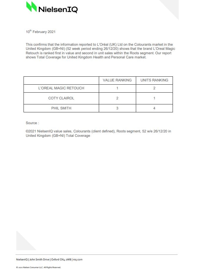 UK Claim Data Table Loreal Magic Retouch Roots Feb2021